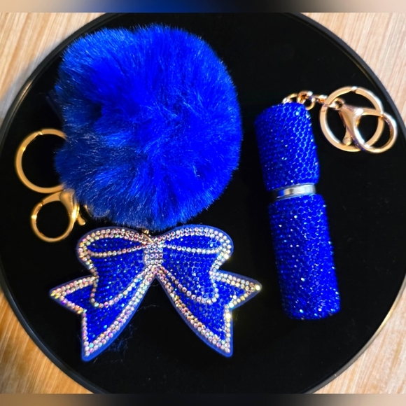 Accessories - Sparkle & Shine Royal Blue Handbag Charm Set – Keychains & Perfume Atomizer